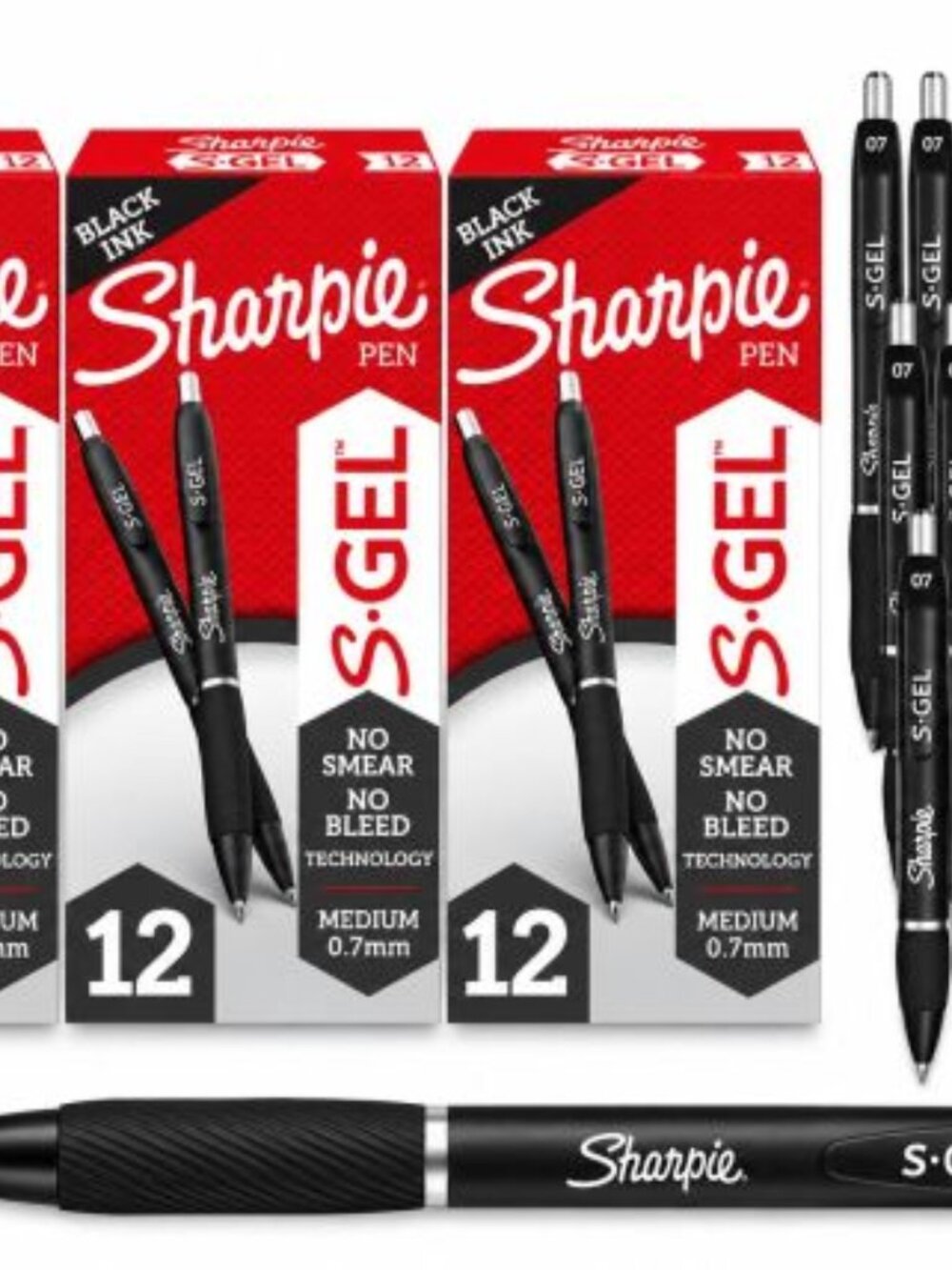 SHARPIE S-GEL BLACK INK PENS 36 COUNT 0.7 MM NEW
